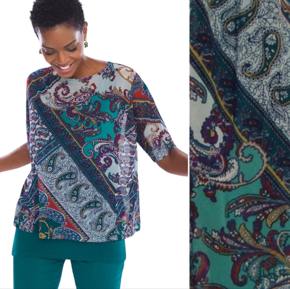 Chico's Paisley Overlay Top